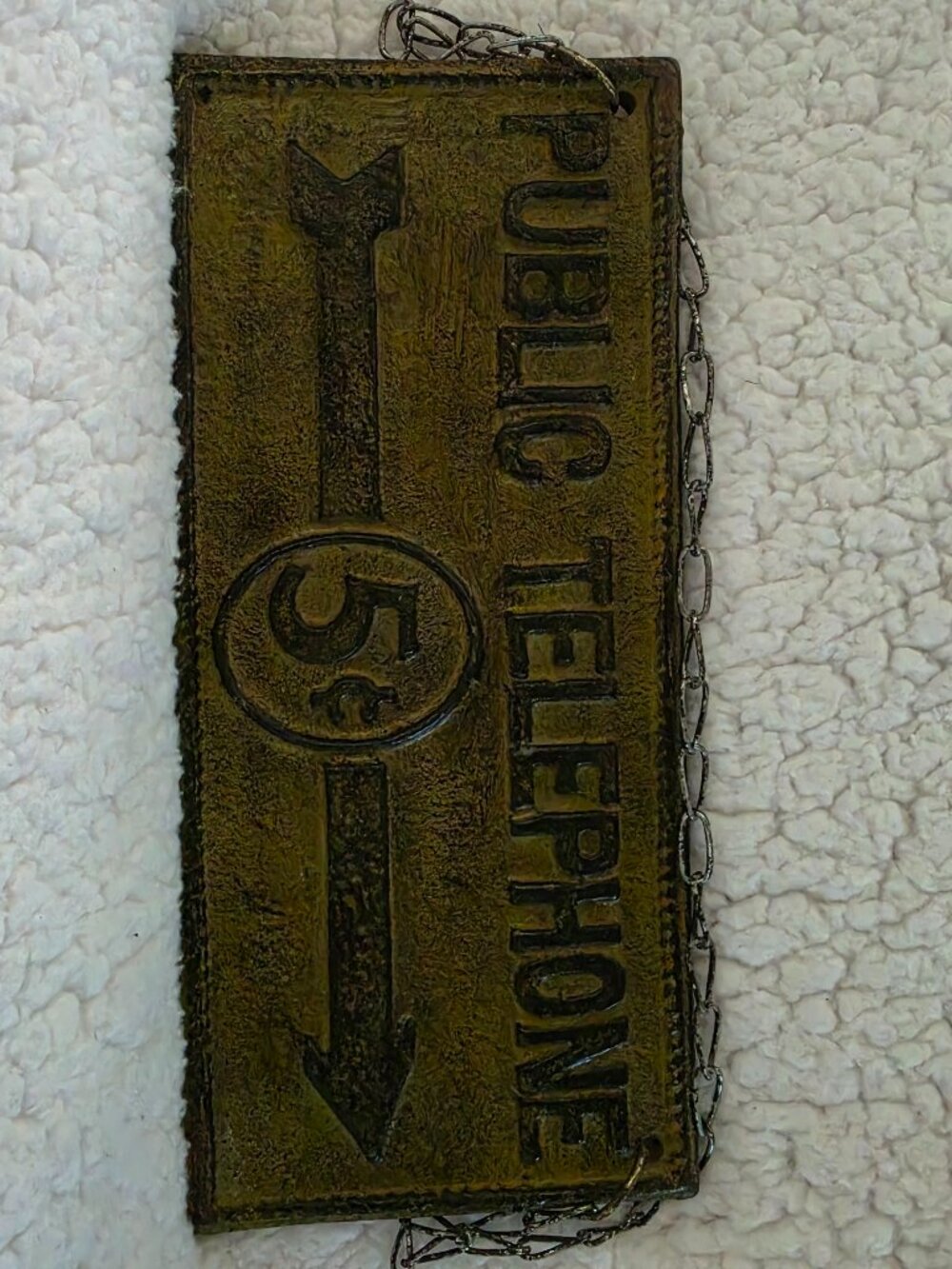 Public Telephone Metal Sign - Vintage